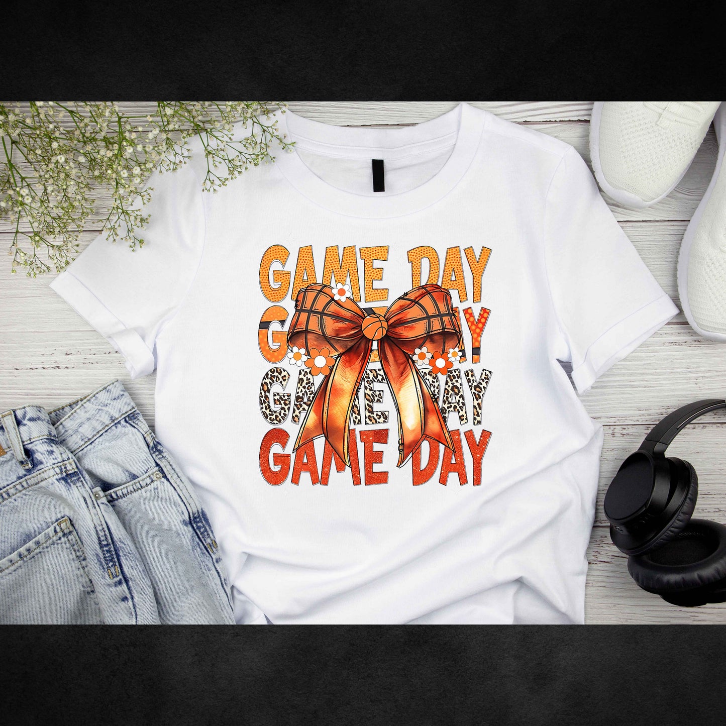 Basketball Bow Game Day T-Shirt