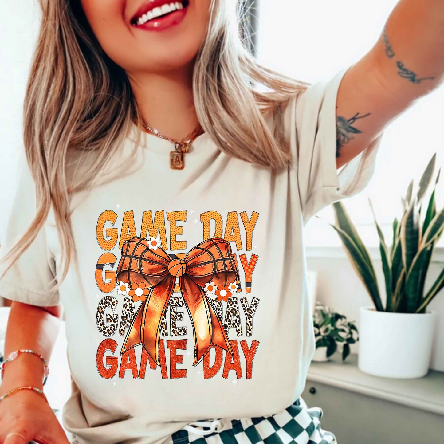 Basketball Bow Game Day T-Shirt